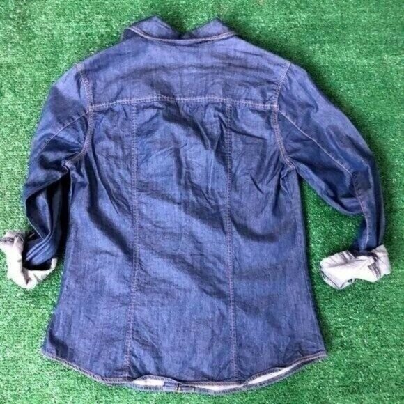 Dark Denim Long Sleeve Button Down Shirt by KUT Size XS - Picture 5 of 8